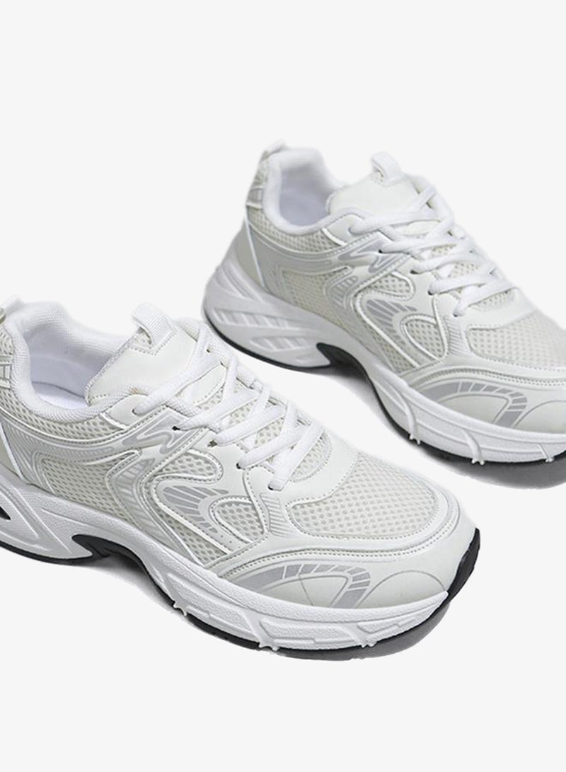 Take Two White Mesh Lace Up Running Sneakers - Image 1